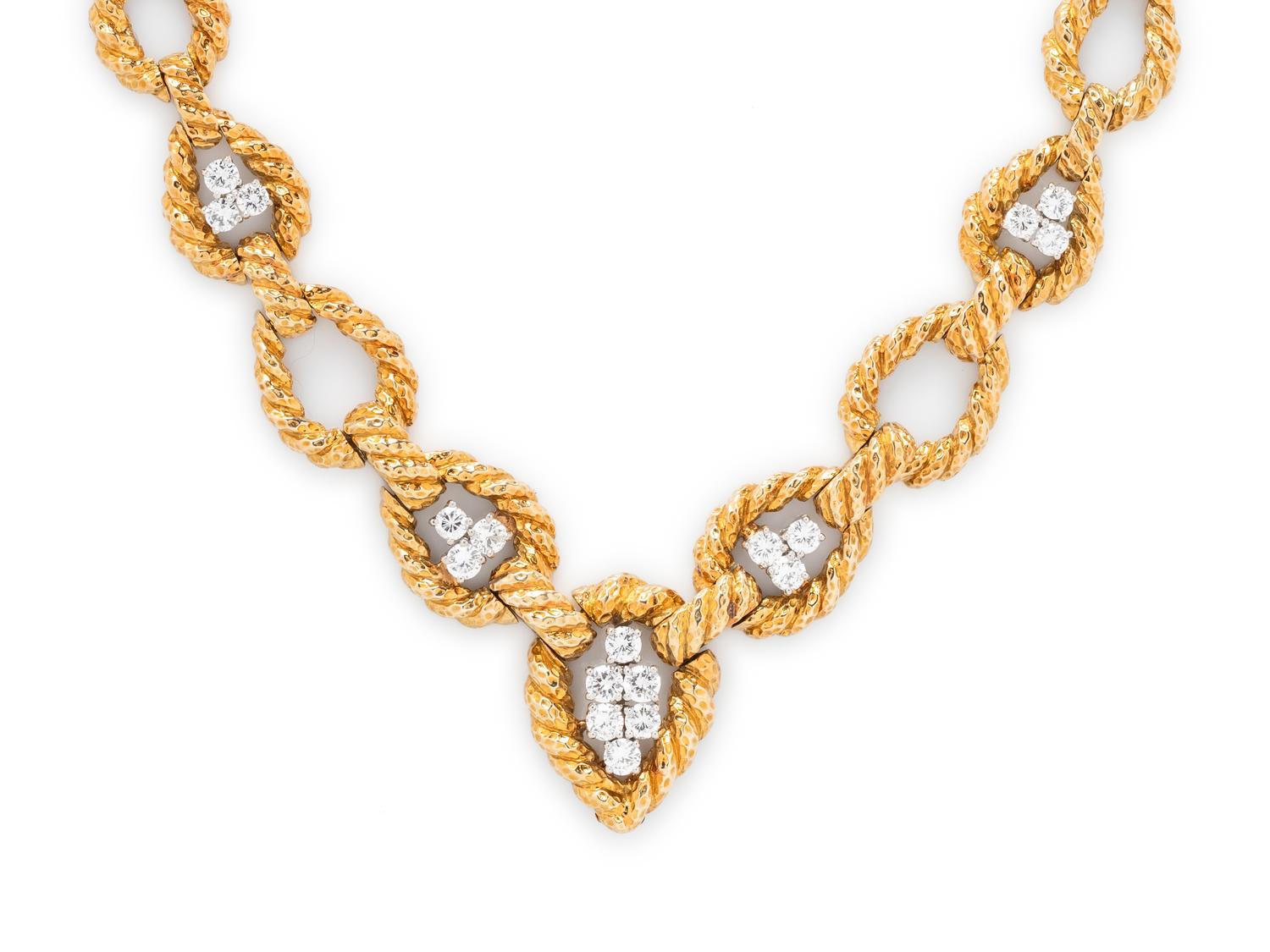 DAVID WEBB, YELLOW GOLD, PLATINUM AND DIAMOND CONVERTIBLE NECKLACE/BRACELETS