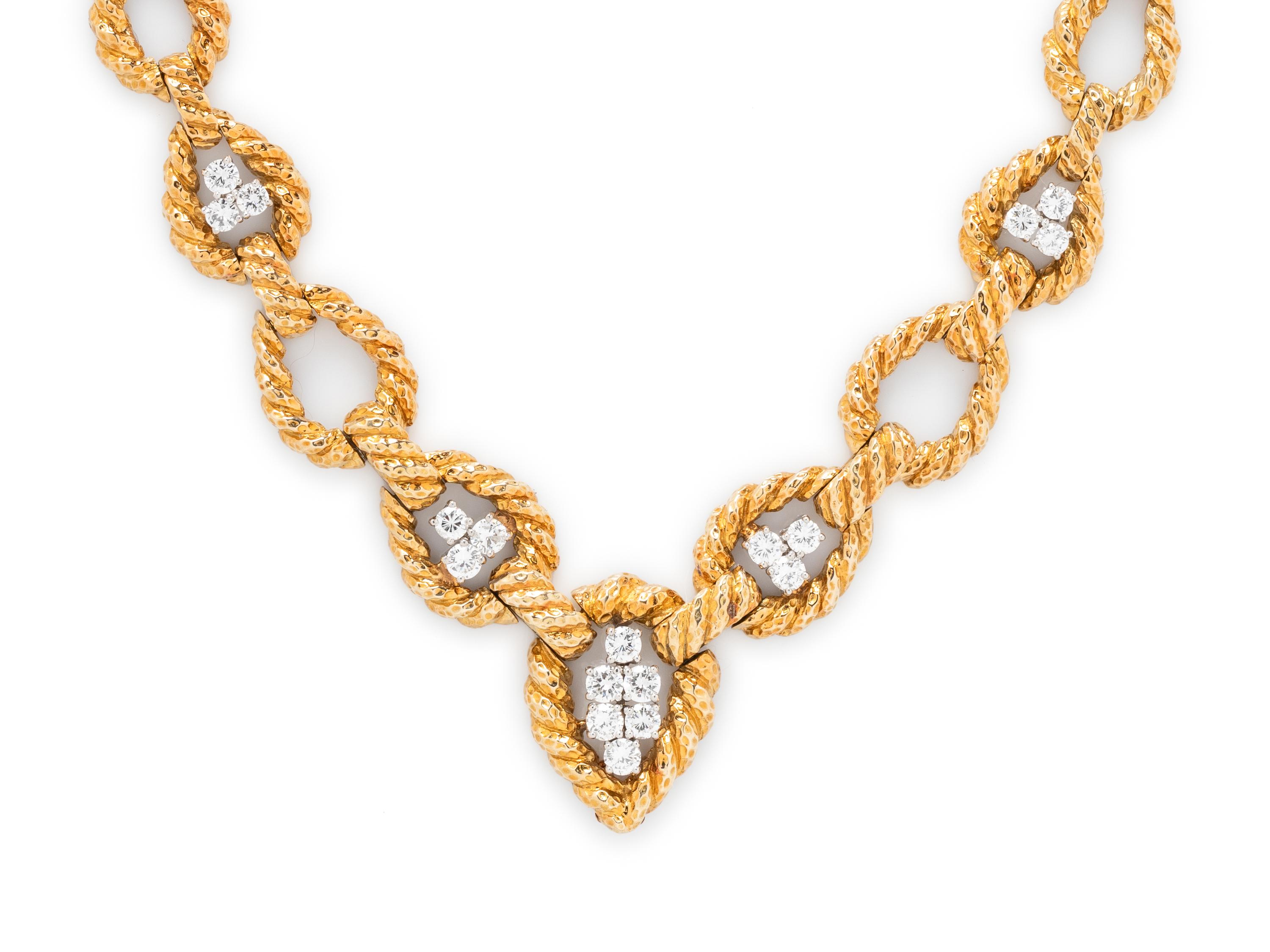 DAVID WEBB, YELLOW GOLD, PLATINUM AND DIAMOND CONVERTIBLE NECKLACE/BRACELETS