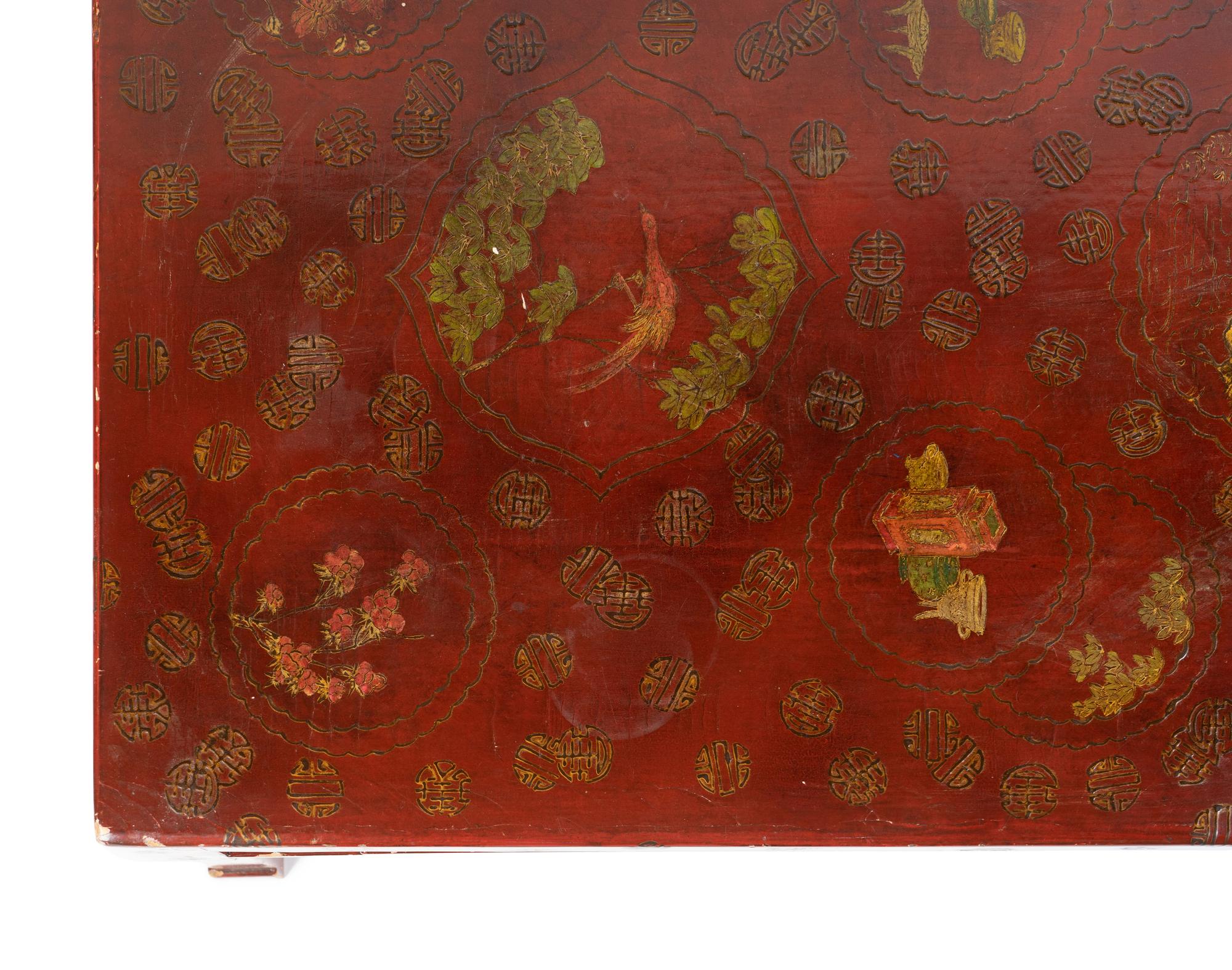 A Chinese Export Red Lacquer Low Table
