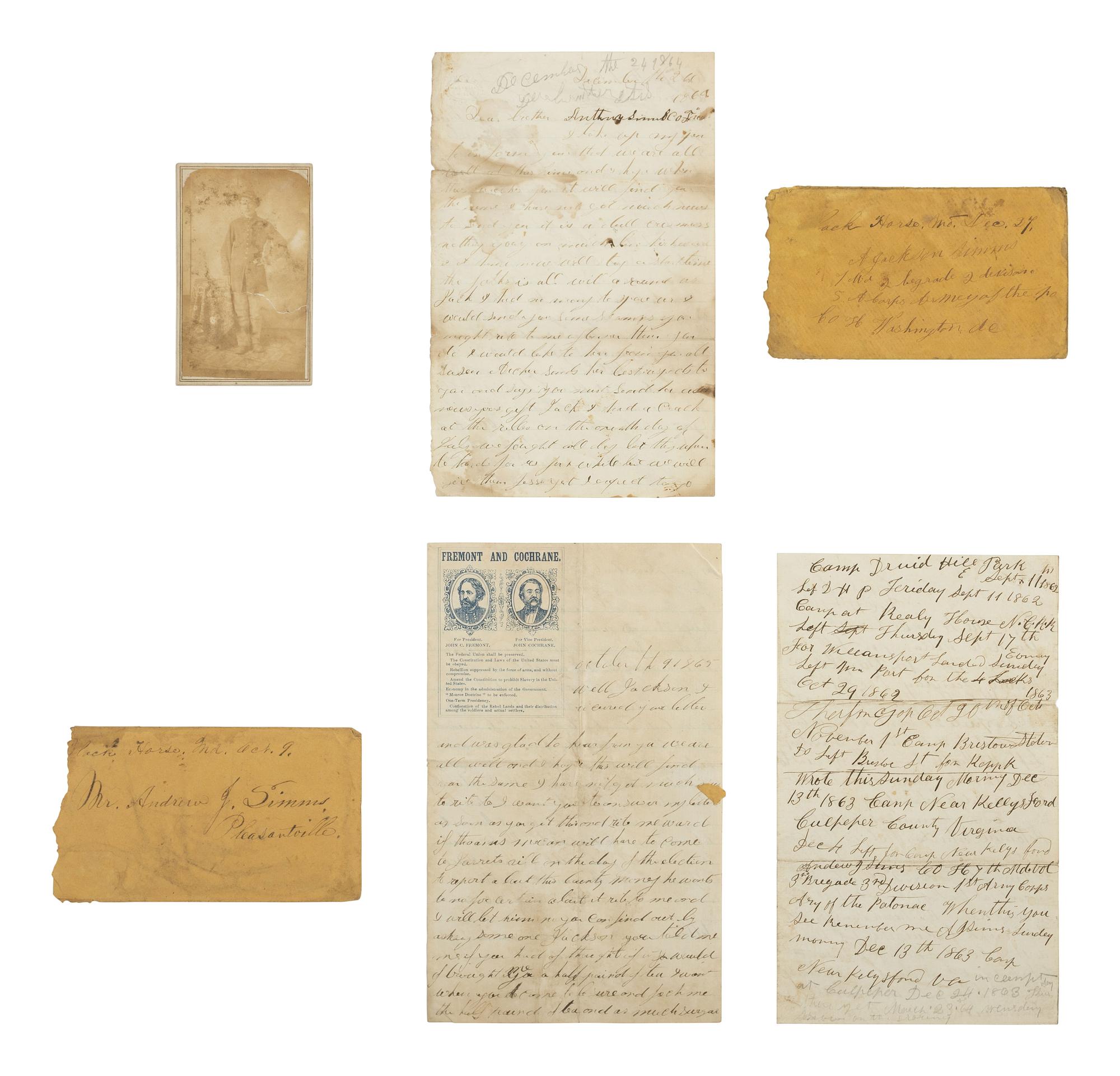 [CIVIL WAR]. Small archive associated with Andrew J. Sims, 7th Maryland Volunteers, Co. H.