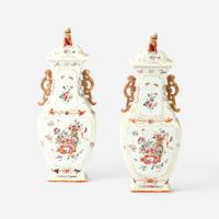 A Pair of Chinese Export Porcelain Famille Rose Covered Vases