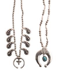 Navajo Silver Squash Blossom and Naja Necklaces