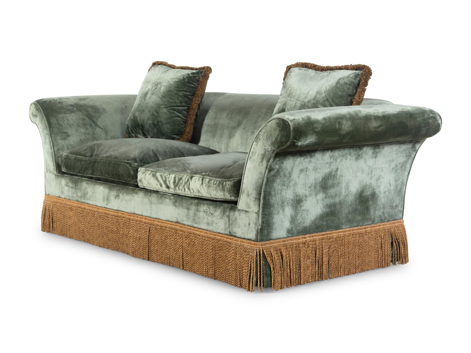 A Velvet-Upholstered Two-Seat Sofa