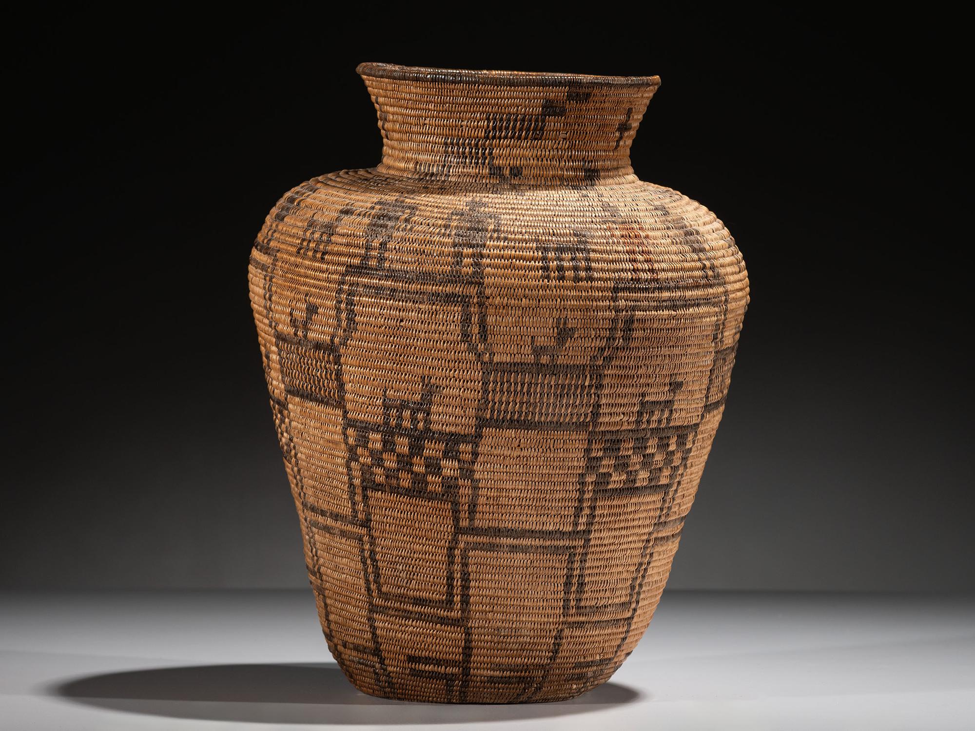 Apache Polychrome Basket, Humans and Dogs