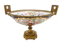 A Sevres Style Gilt Bronze Mounted Porcelain Centerpiece Bowl, 19TH CENTURY, Width 21 1/4 inches. — 19TH CENTURY,