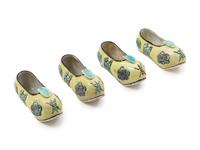 Four Chinese Famille Verte Porcelain Models of Shoes