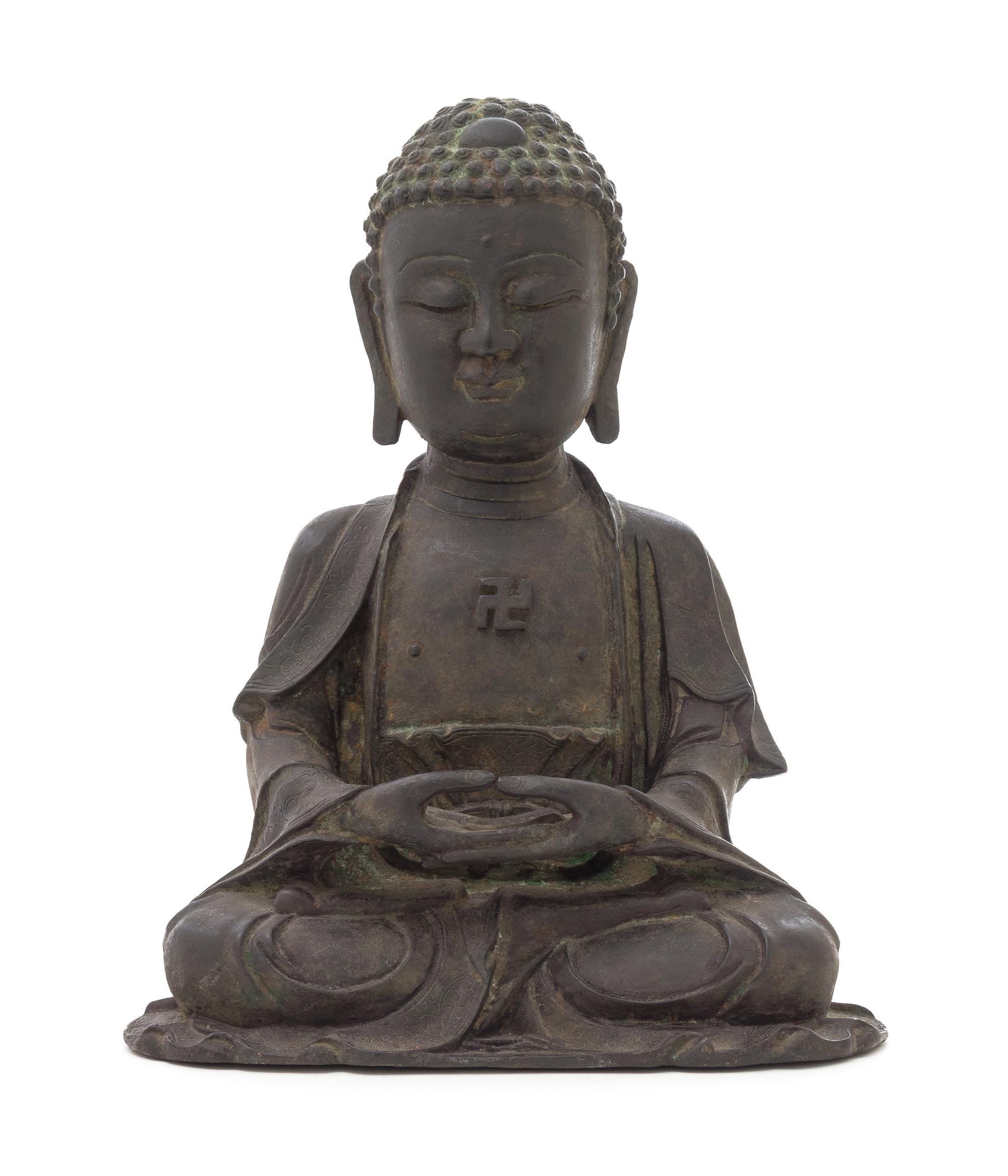 A Bronze Figure of Shakyamuni Buddha Height 13 1/4 inches.