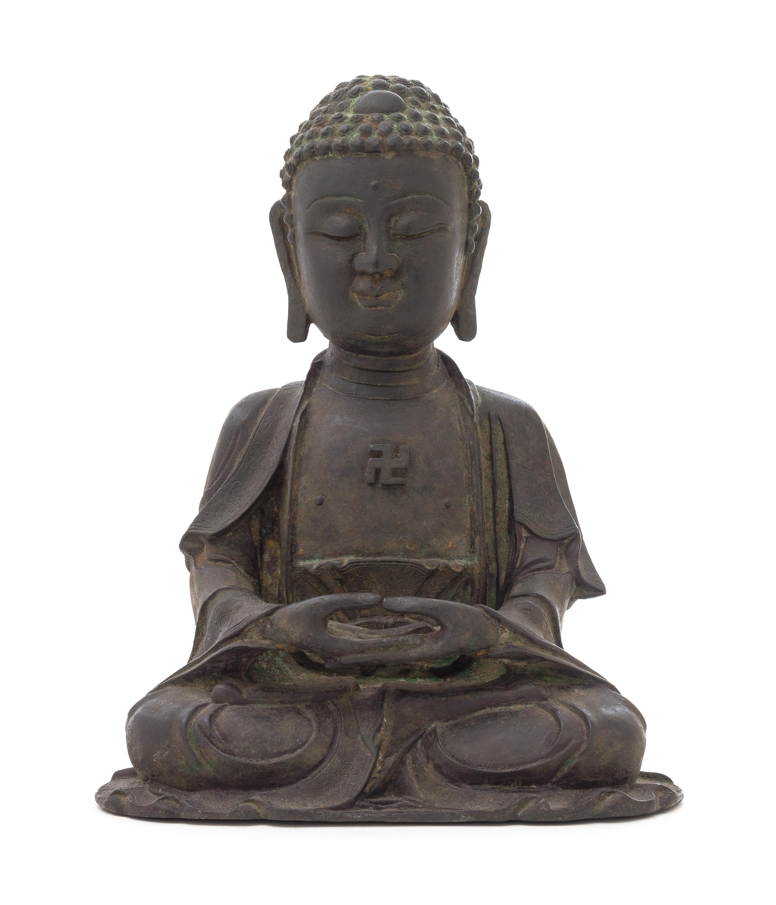 A Bronze Figure of Shakyamuni Buddha Height 13 1/4 inches.