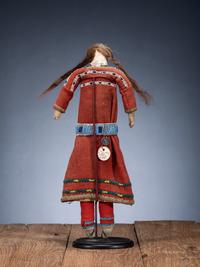 Sioux Doll, with Red Trade Wool Dress