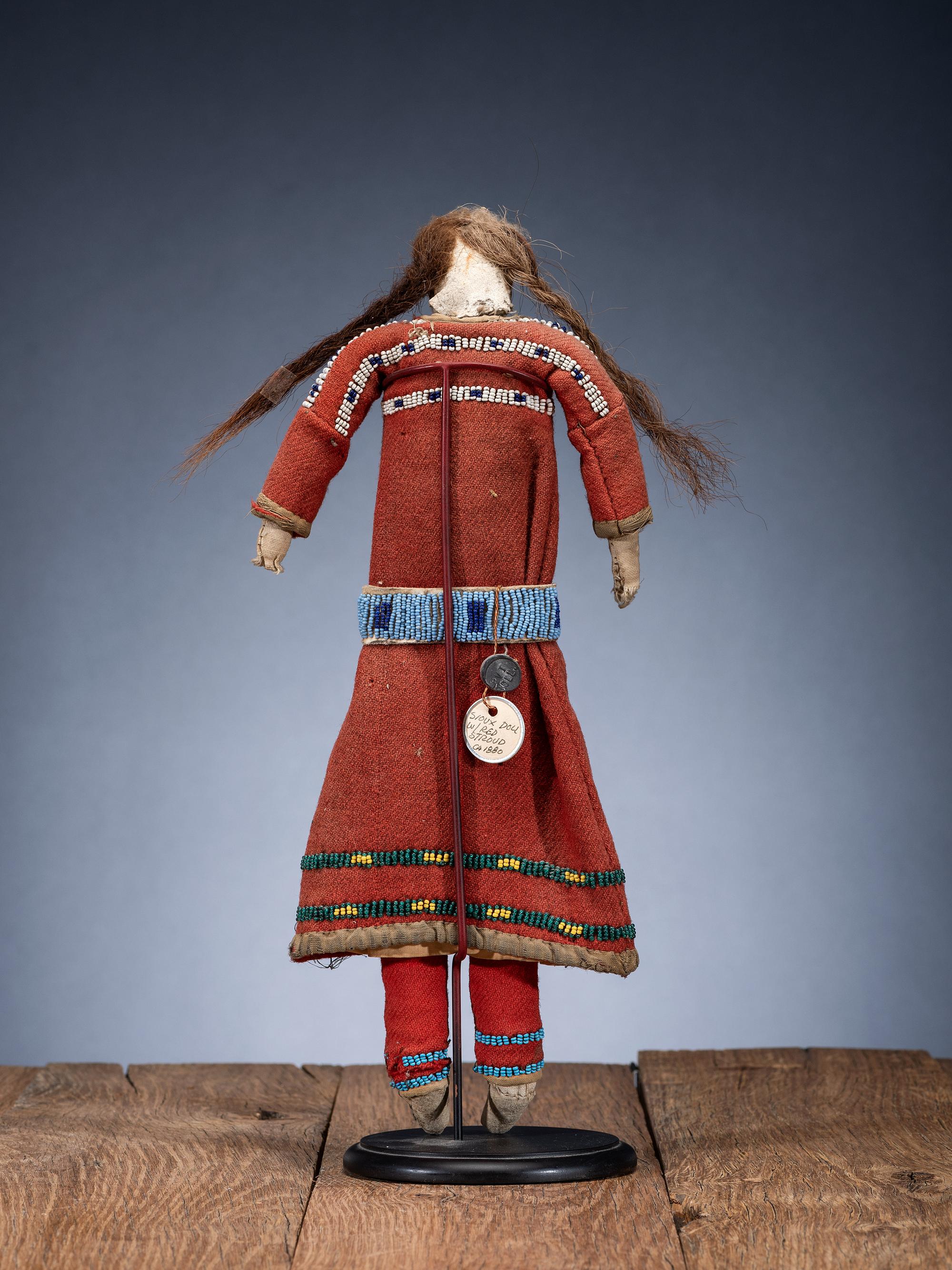 Sioux Doll, with Red Trade Wool Dress