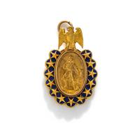 BAILEY, BANKS & BIDDLE, YELLOW GOLD AND ENAMEL 'SONS OF THE REVOLUTION' PENDANT