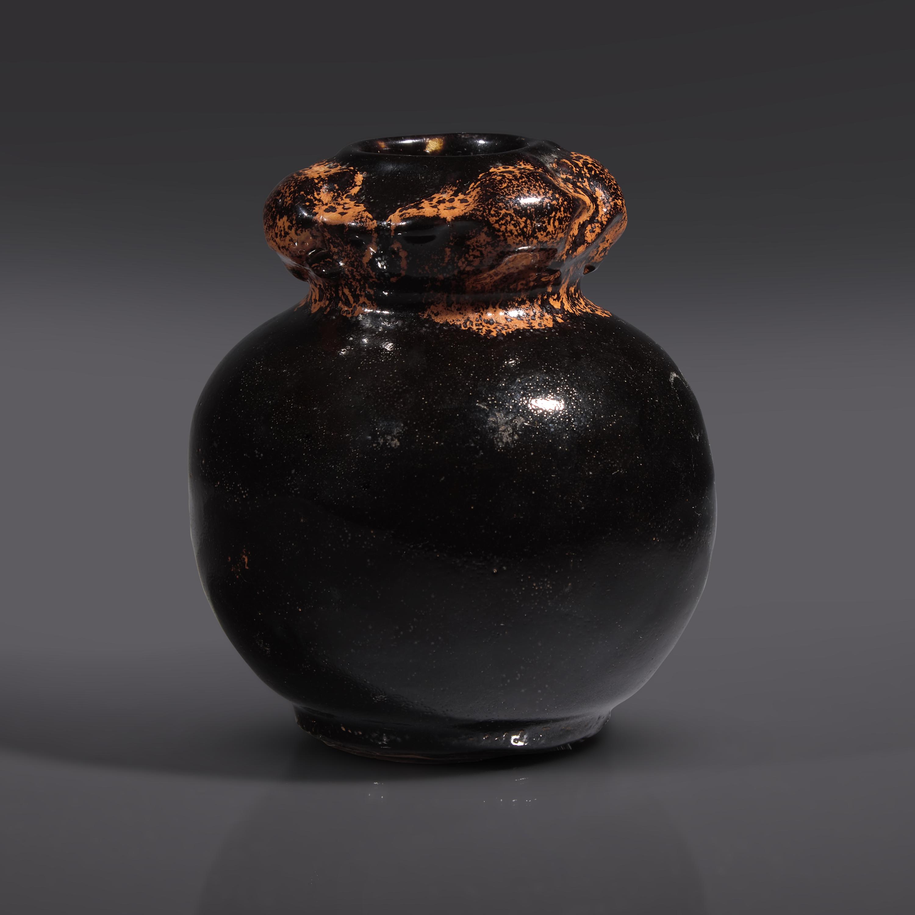 A Chinese ‘’Henan‘’ Black Glazed ‘’Five-Turtles‘’ Vase, Song Dynasty or Later — 宋或以後 黑釉模印龜紋瓶