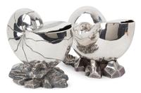Two English Silver-Plate Nautilus Spoon Warmers — 19TH CENTURY