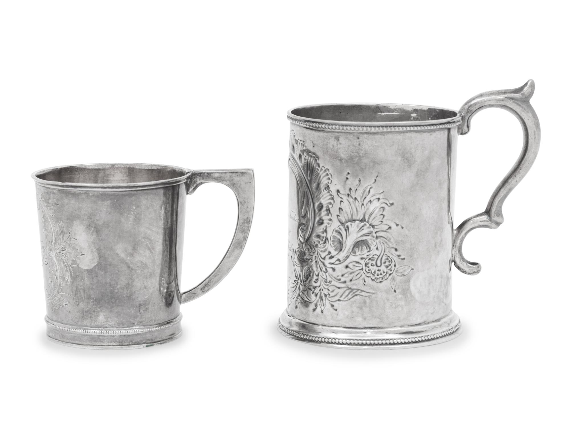 Two American Coin Silver Mugs