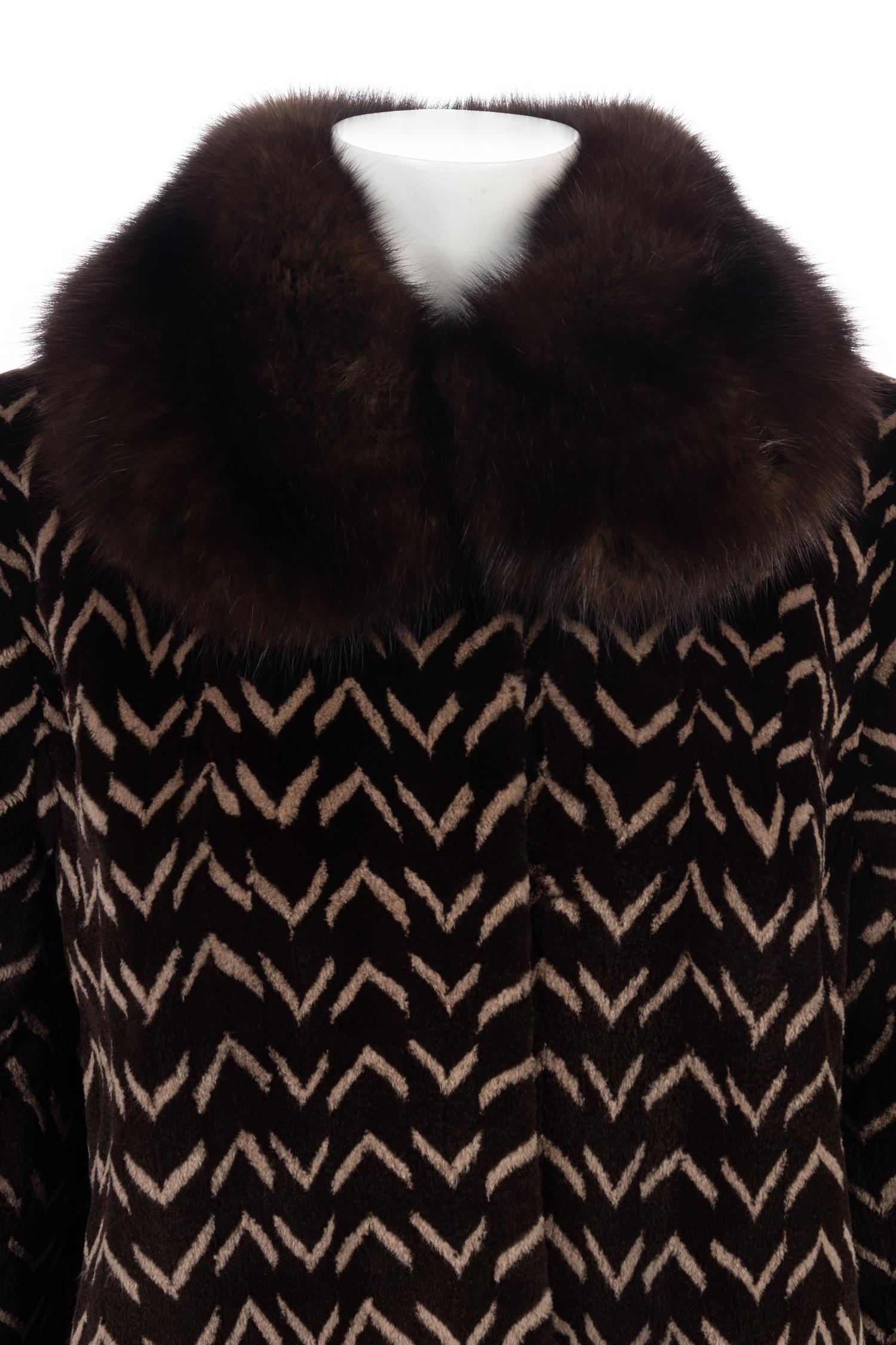 J. Mendel Sheared Mink and Sable Fur Coat