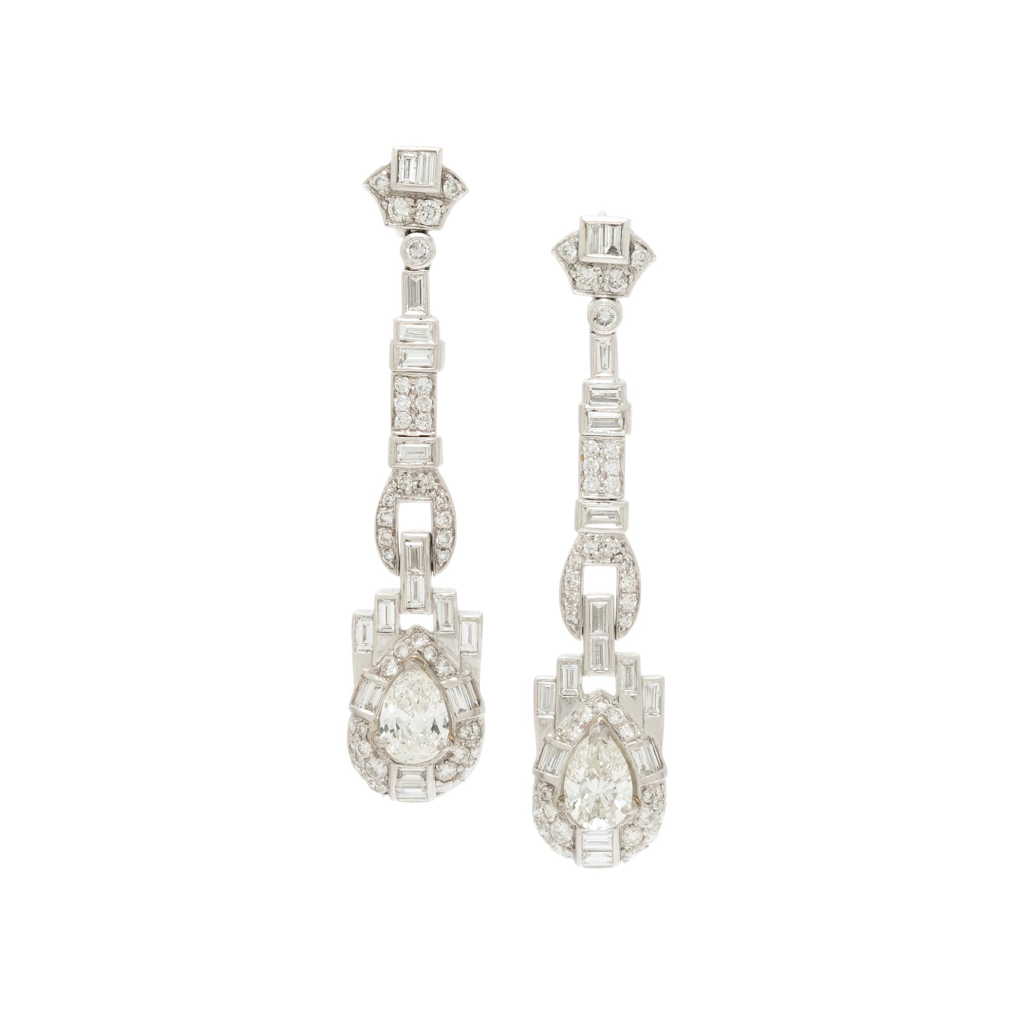 SOPHIA D., PLATINUM AND DIAMOND DROP EARRINGS