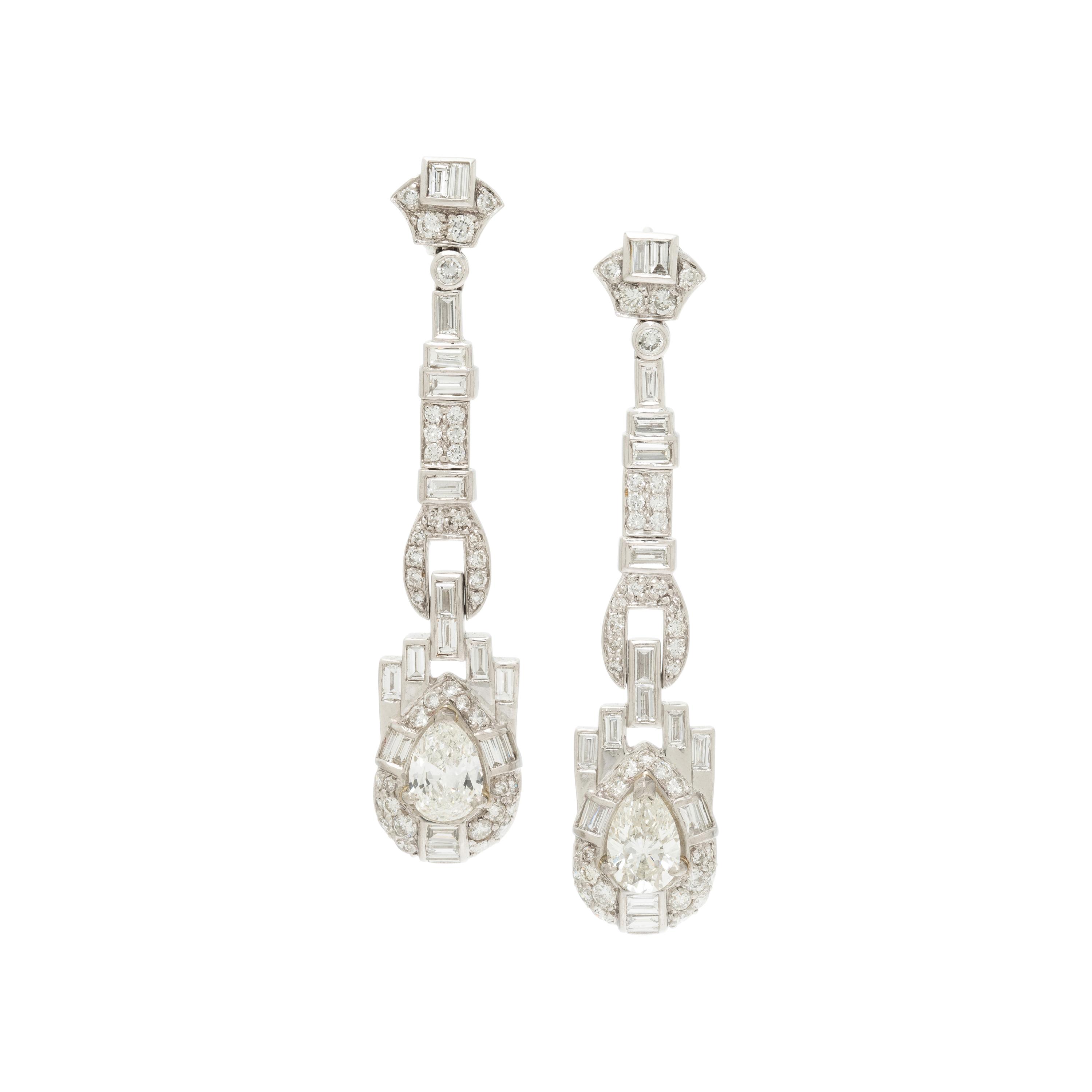 SOPHIA D., PLATINUM AND DIAMOND DROP EARRINGS