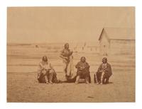 [GARDNER, Alexander (1821-1882), photographer]. Albumen photograph of Lakota braves Lone Horn, Pipe, Grass and Young Elk at Fort Laramie.