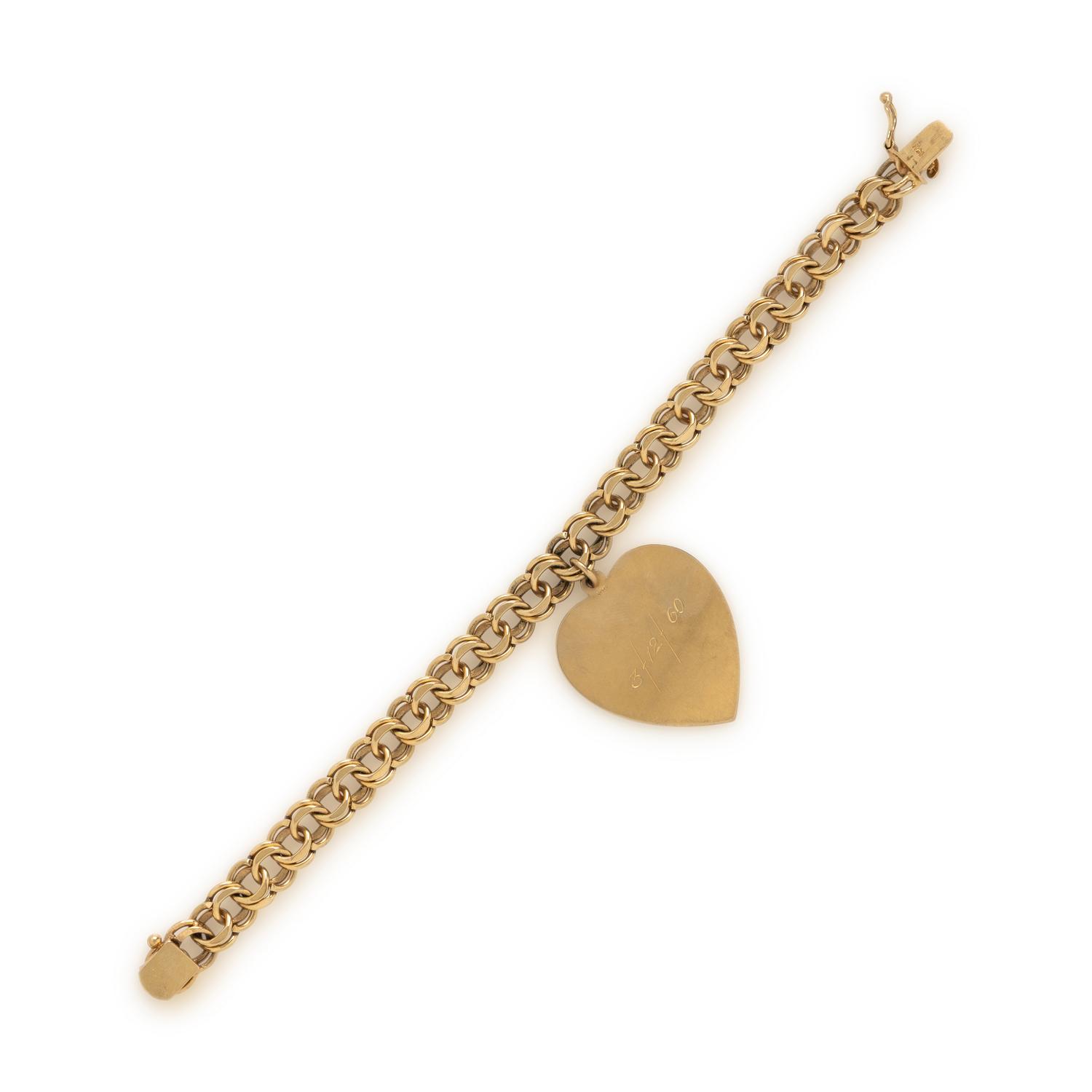 Yellow Gold Heart Charm Bracelet