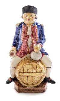 A French Faience Figural Vessel Height 10 7/8 inches.