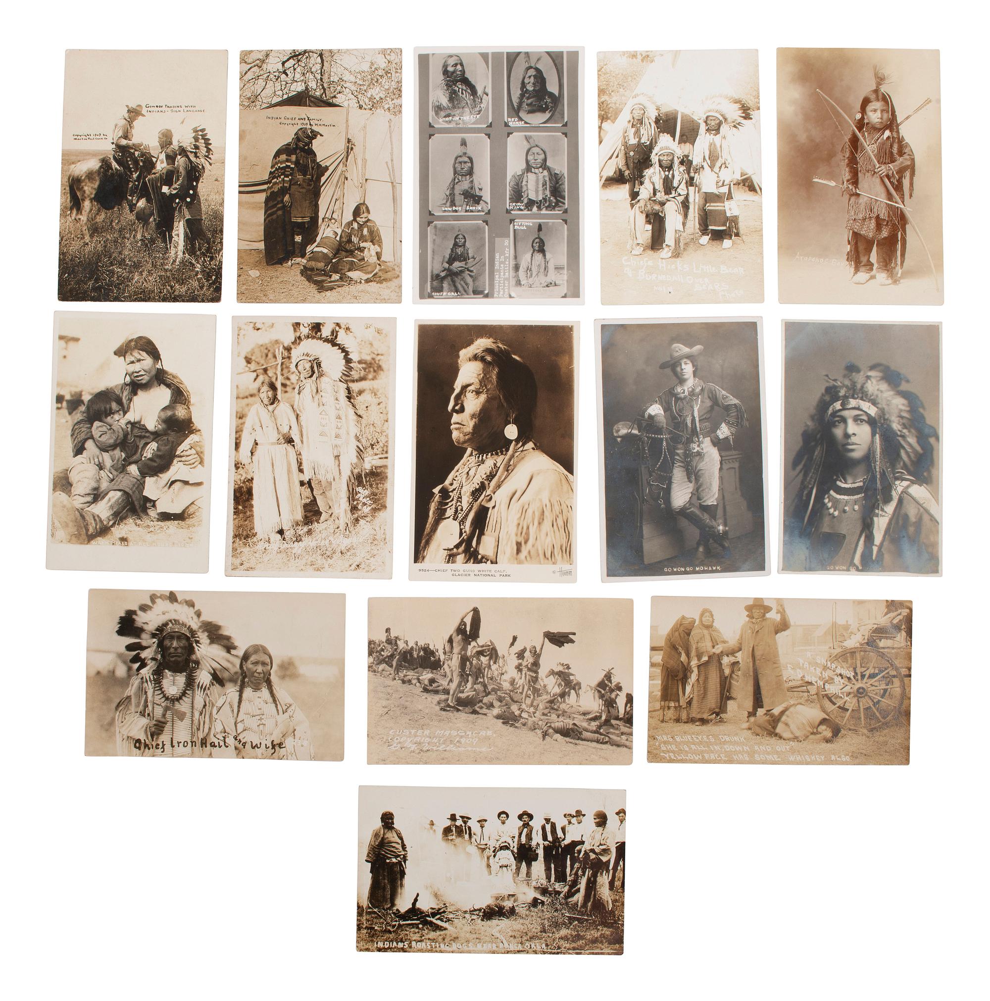 [NATIVE AMERICANS]. A group of 39 RPPCs of Native American subjects, incl. Geronimo.