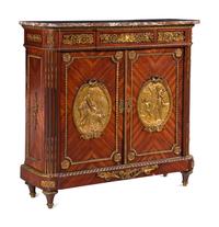 A Louis XVI Style Gilt Bronze Mounted Kingwood Marble-Top Cabinet by Befort Jeune (Mathieu Befort, 1813-1880)