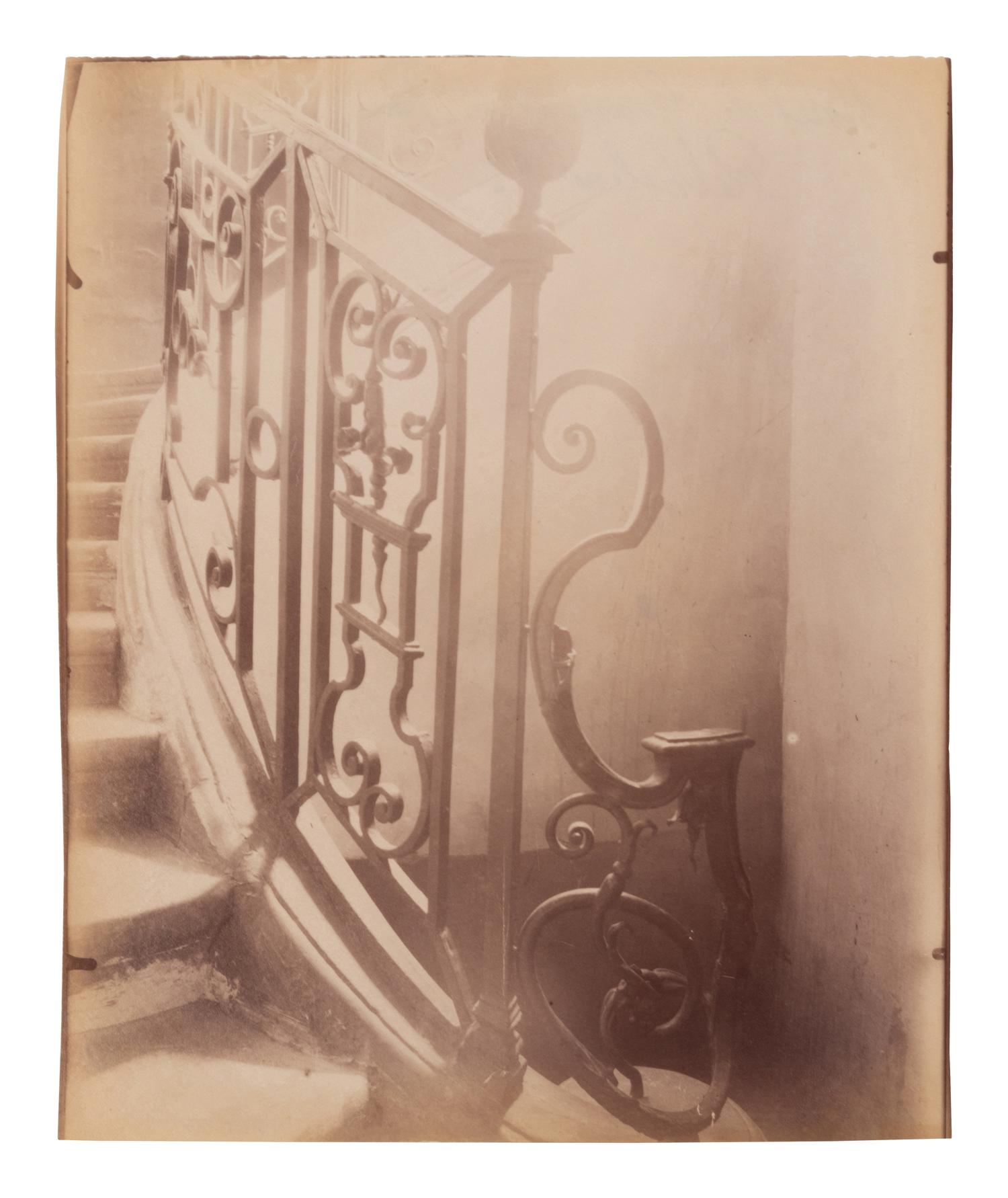 A group of three photographs ( Escalier, rue Beautreilles 7, 1904 (4e arr) , 1903-1904; Hôtel de Beauffremont, rue de Grenelle 87 , 1901; Hôtel de Grancry, 83 rue Richelieu , 1907)