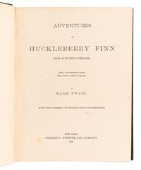 CLEMENS, Samuel Langhorne ("Mark Twain") (1835-1910). Adventures of Huckleberry Finn . New York: Charles L. Webster and Company, 1885.
