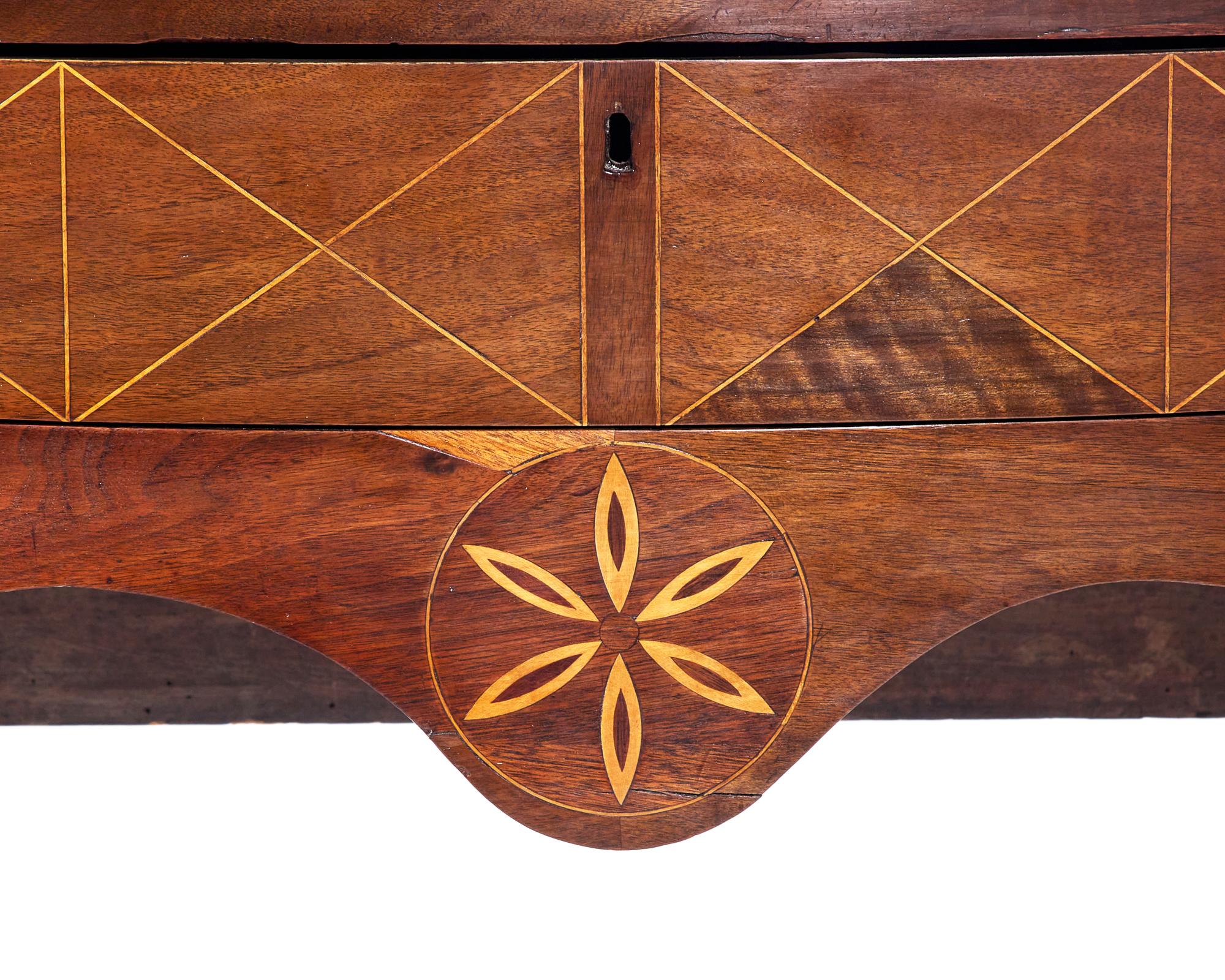 A Federal Inlaid Serpentine Walnut Sideboard