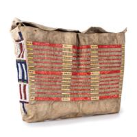 Sioux Beaded and Quilled Buffalo Hide Possible Bag