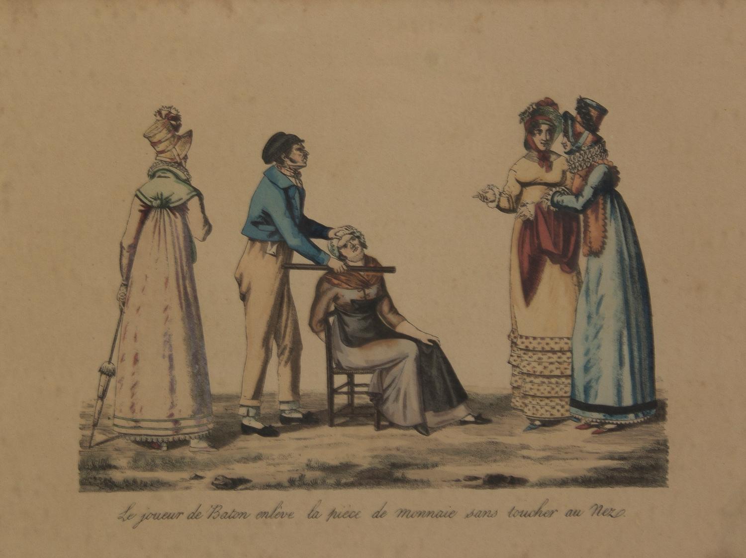 An Assembled Set of Fourteen French Handcolored Engravings, Height 7 x width 9 5/8 inches (visible).