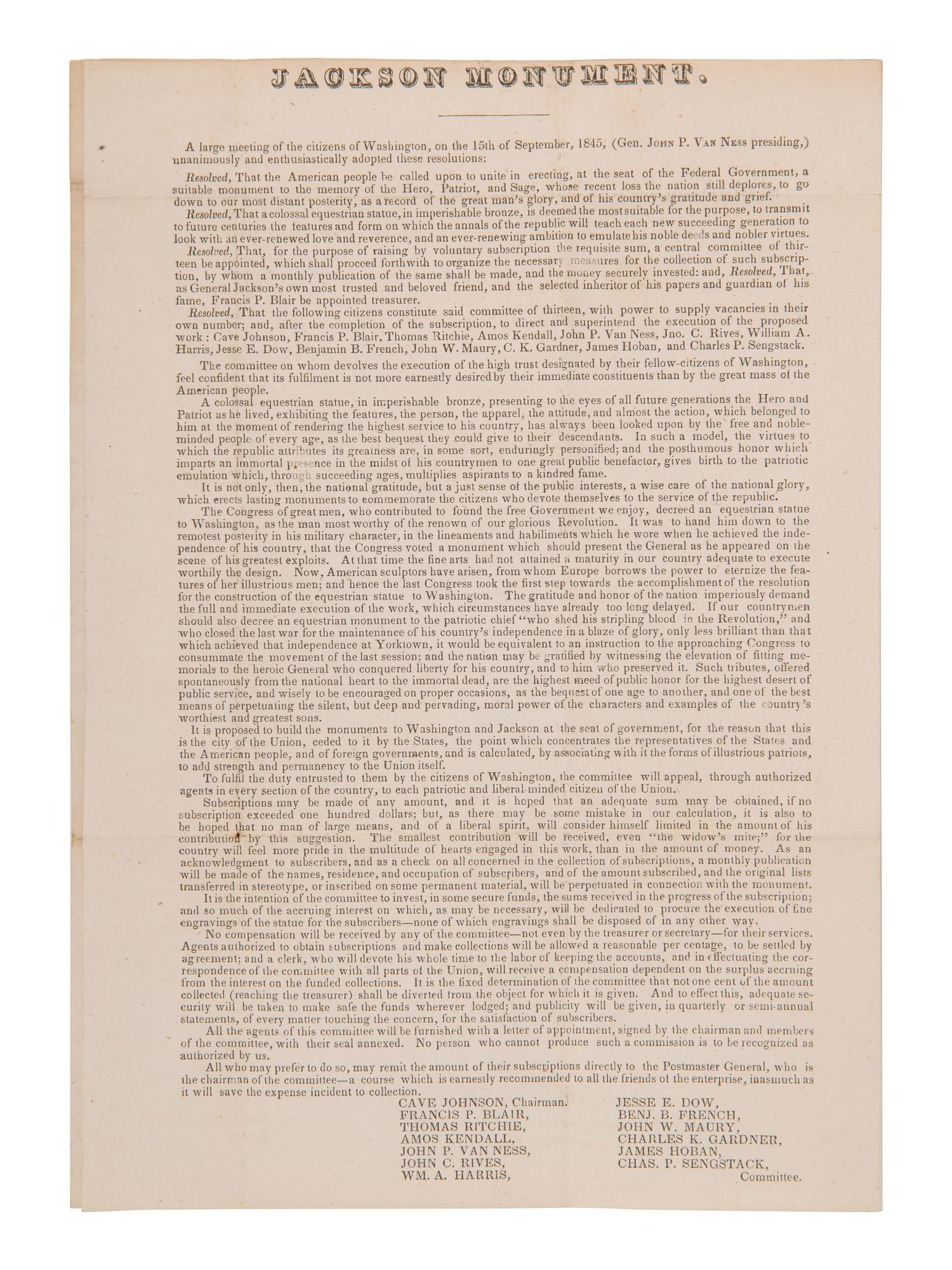JACKSON, Andrew (1767-1845). Signature ("Andrew Jackson"), on a blank leaf excised from a book.