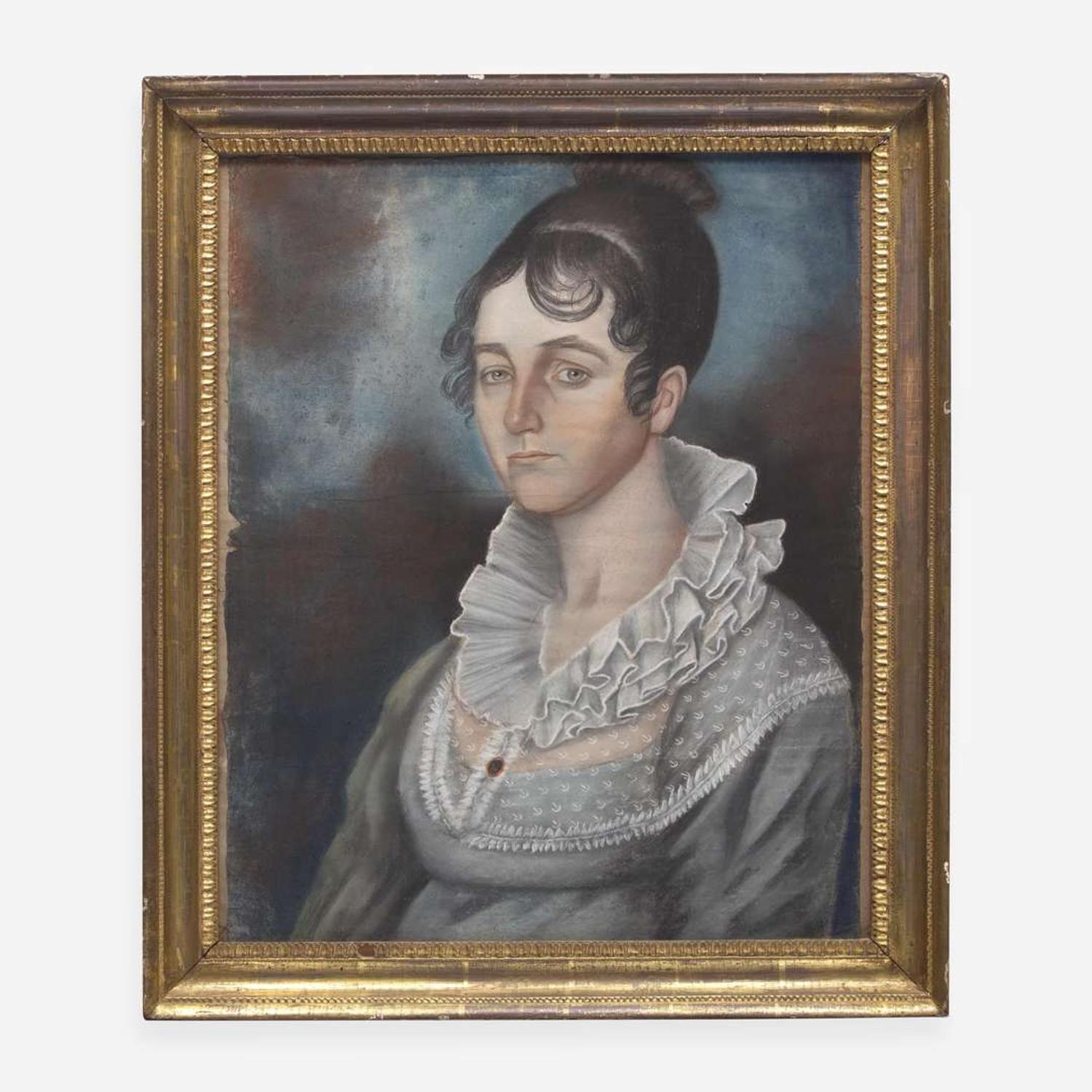 Attributed to James Martin (English, active mid-Atlantic states 1794-1820) A Pair of Portraits: A Young Lady and Gentleman