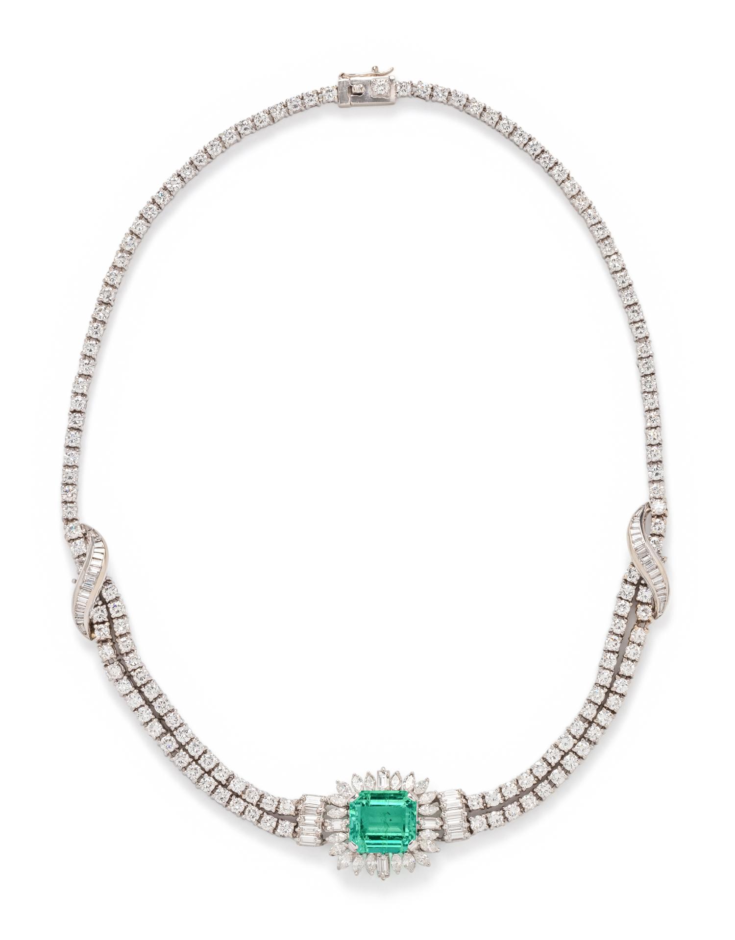 EMERALD AND DIAMOND NECKLACE