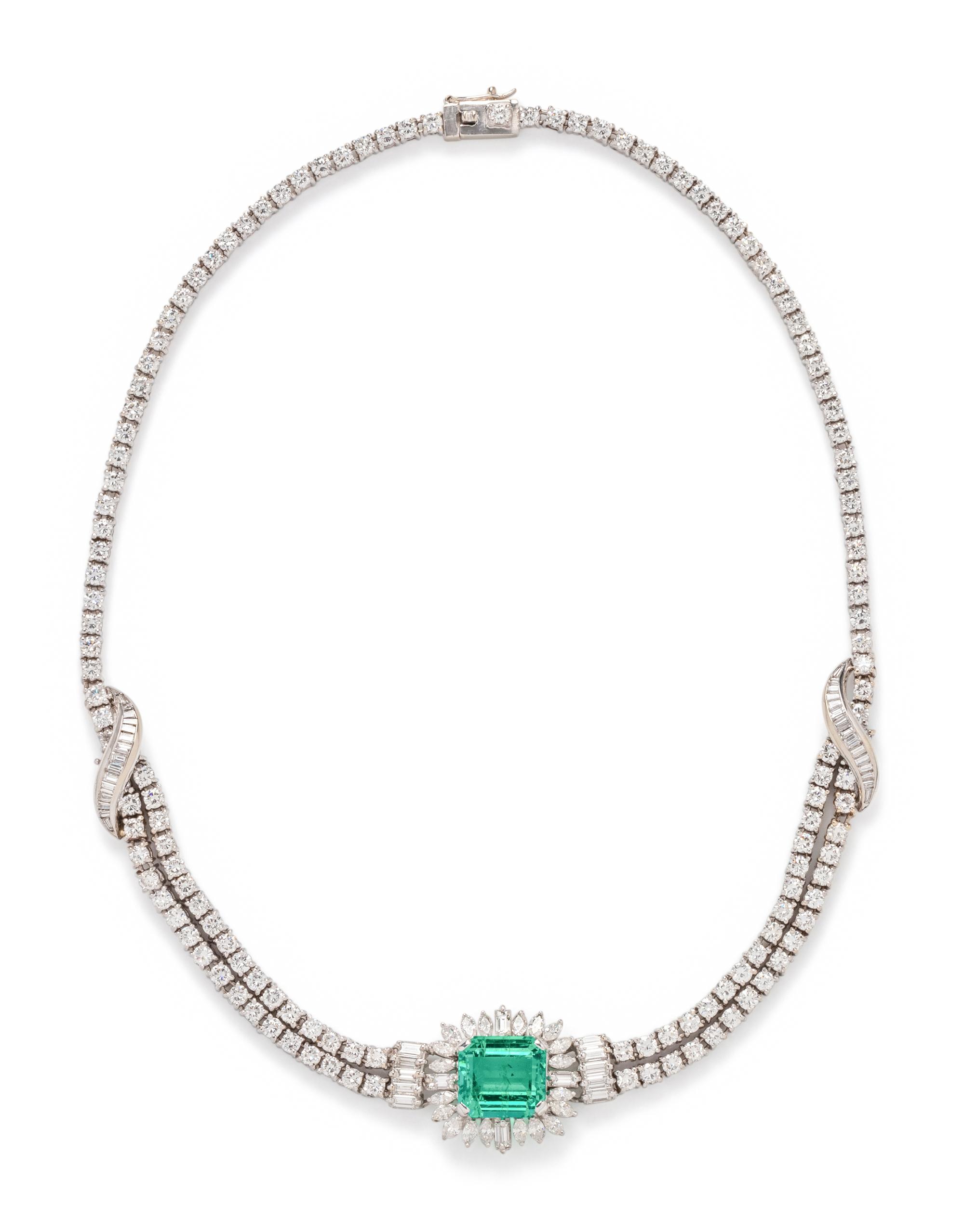 EMERALD AND DIAMOND NECKLACE