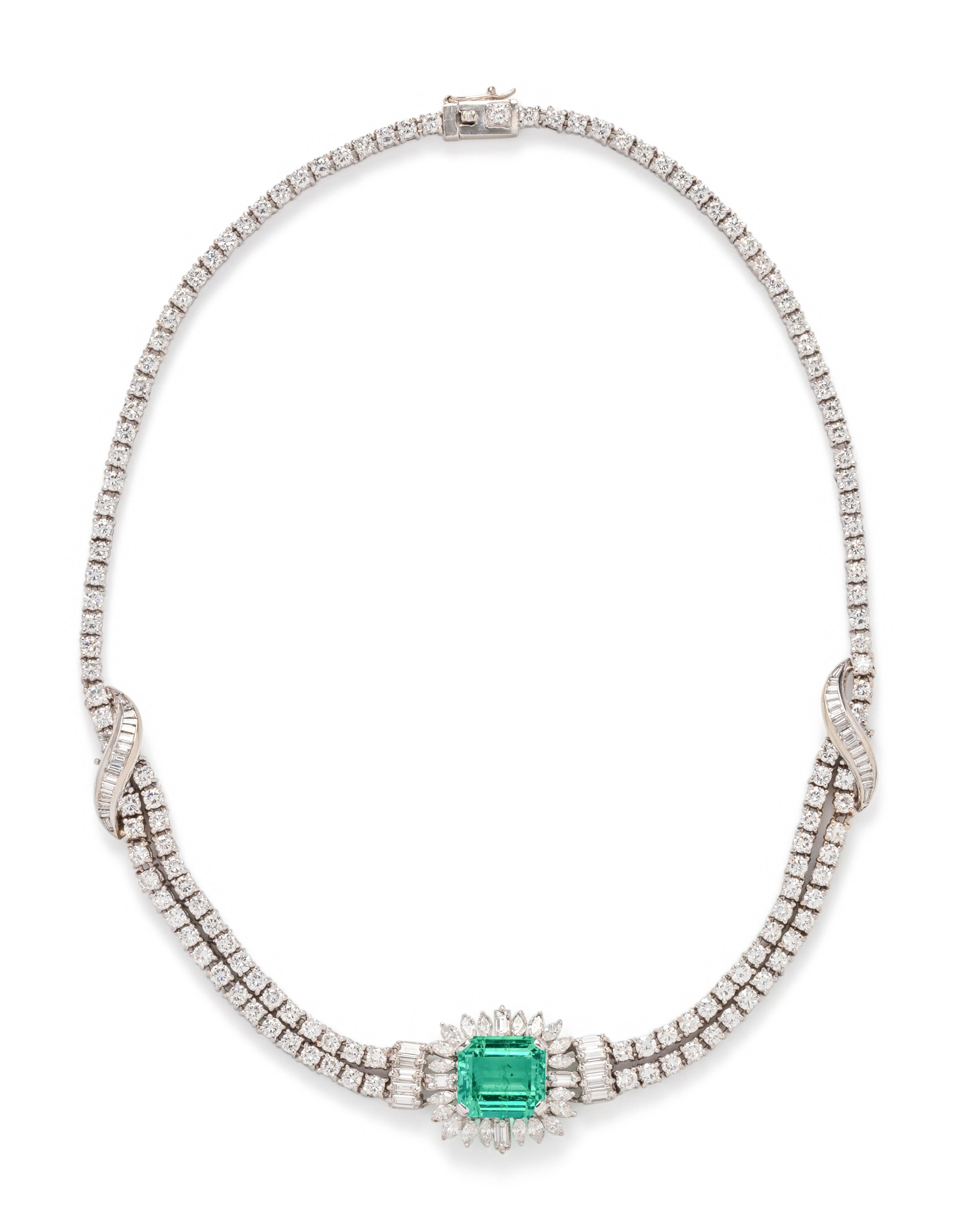 EMERALD AND DIAMOND NECKLACE