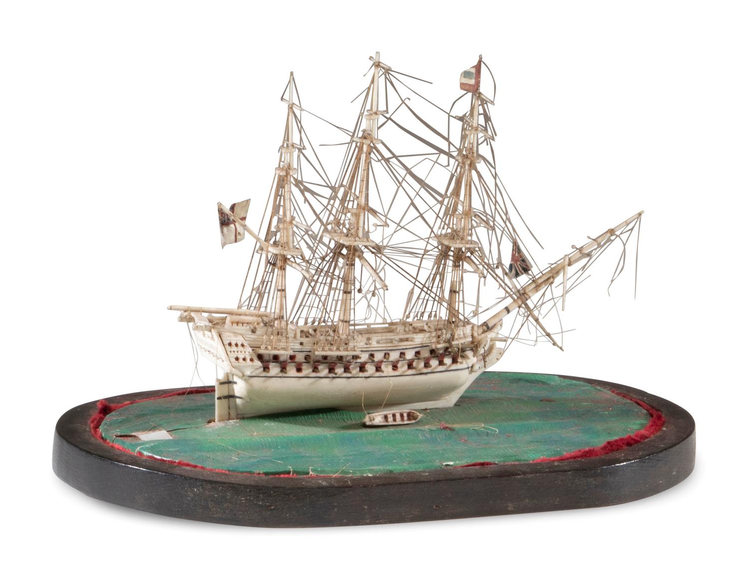 A French Prisoner of War Bone Model of a British Warship