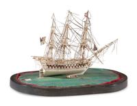 A French Prisoner of War Bone Model of a British Warship