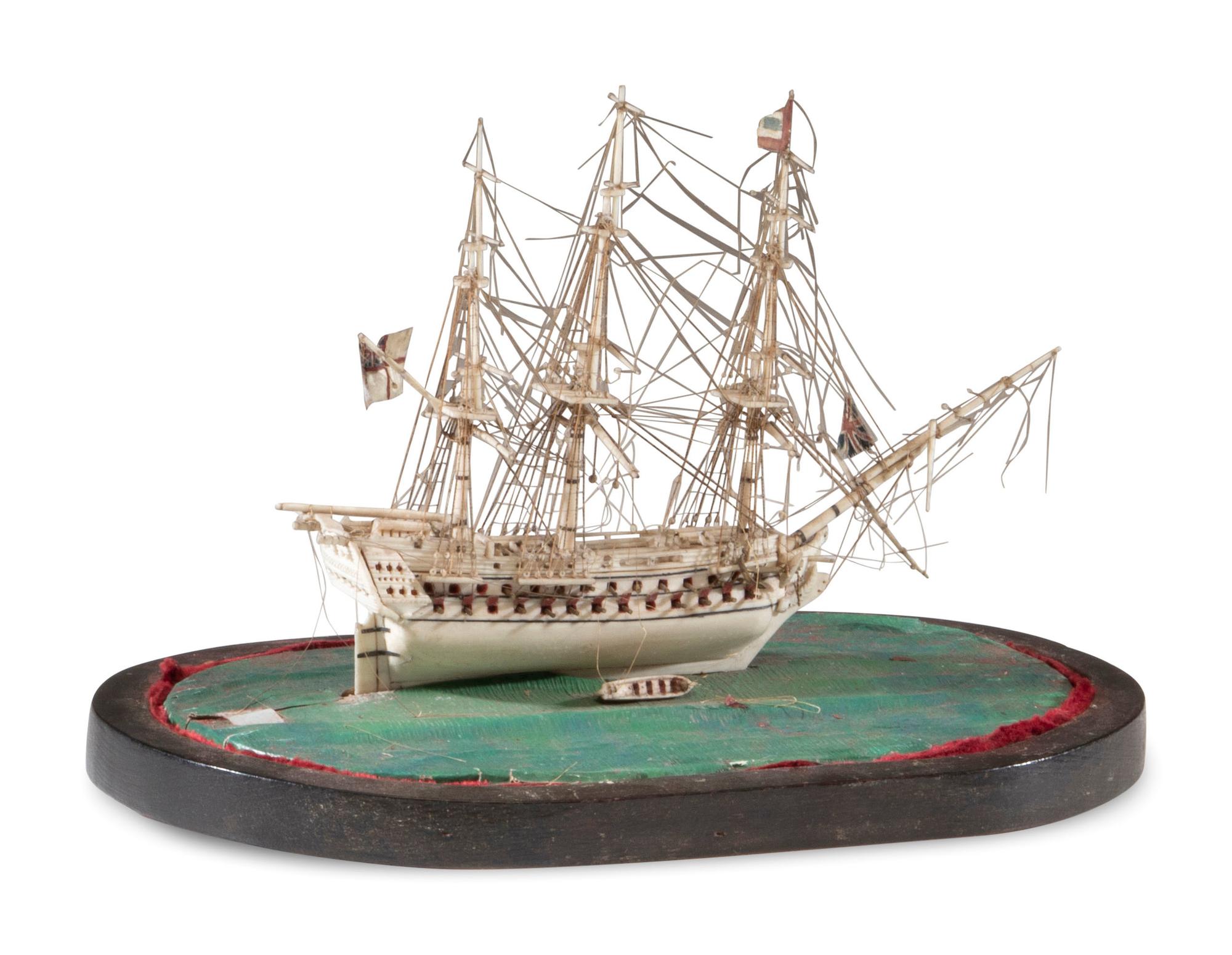A French Prisoner of War Bone Model of a British Warship