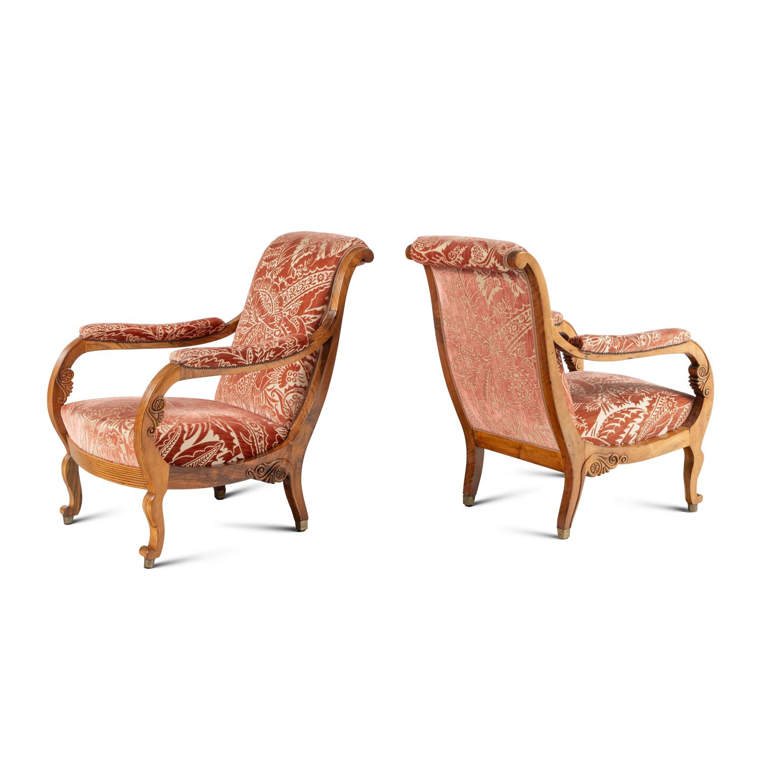 A Pair of North European Carved Fruitwood Armchairs