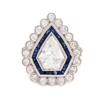 A Platinum, Diamond and Sapphire Ring, 15.40 dwts.