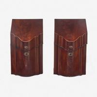 A pair of George III inlaid mahogany knife boxes late 18th century