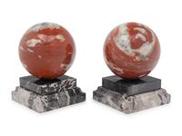 A Pair of Italian Marble Spherical Bookends