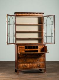 A George III Figured Mahogany Secretary Bookcase