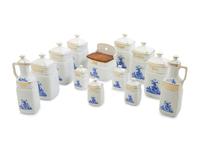 A Set of Thirteen German Porcelain Canisters