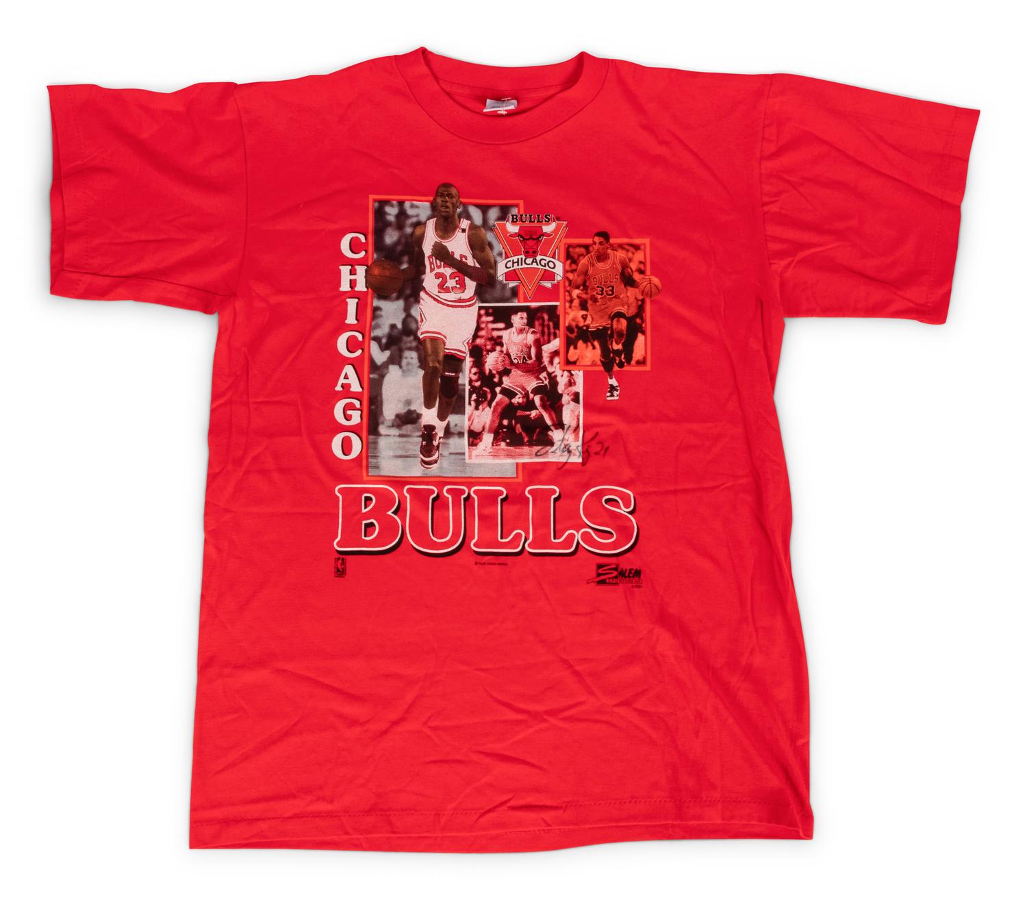 A Group of Assorted Chicago Bulls Signed Autograph Vintage Shirts (Beckett Authentication Services BAS Certified),