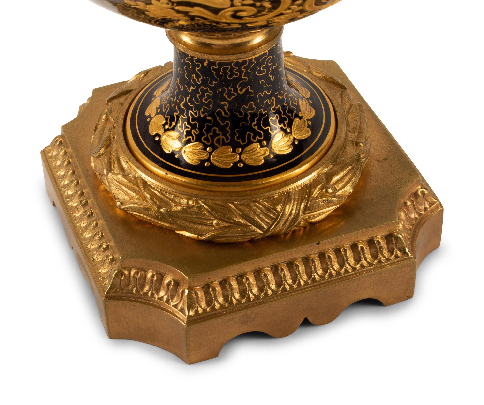A Gilt Bronze Mounted Sèvres Style Porcelain Urn and Cover, 19th Century