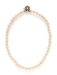 CULTURED PEARL AND DIAMOND NECKLACE