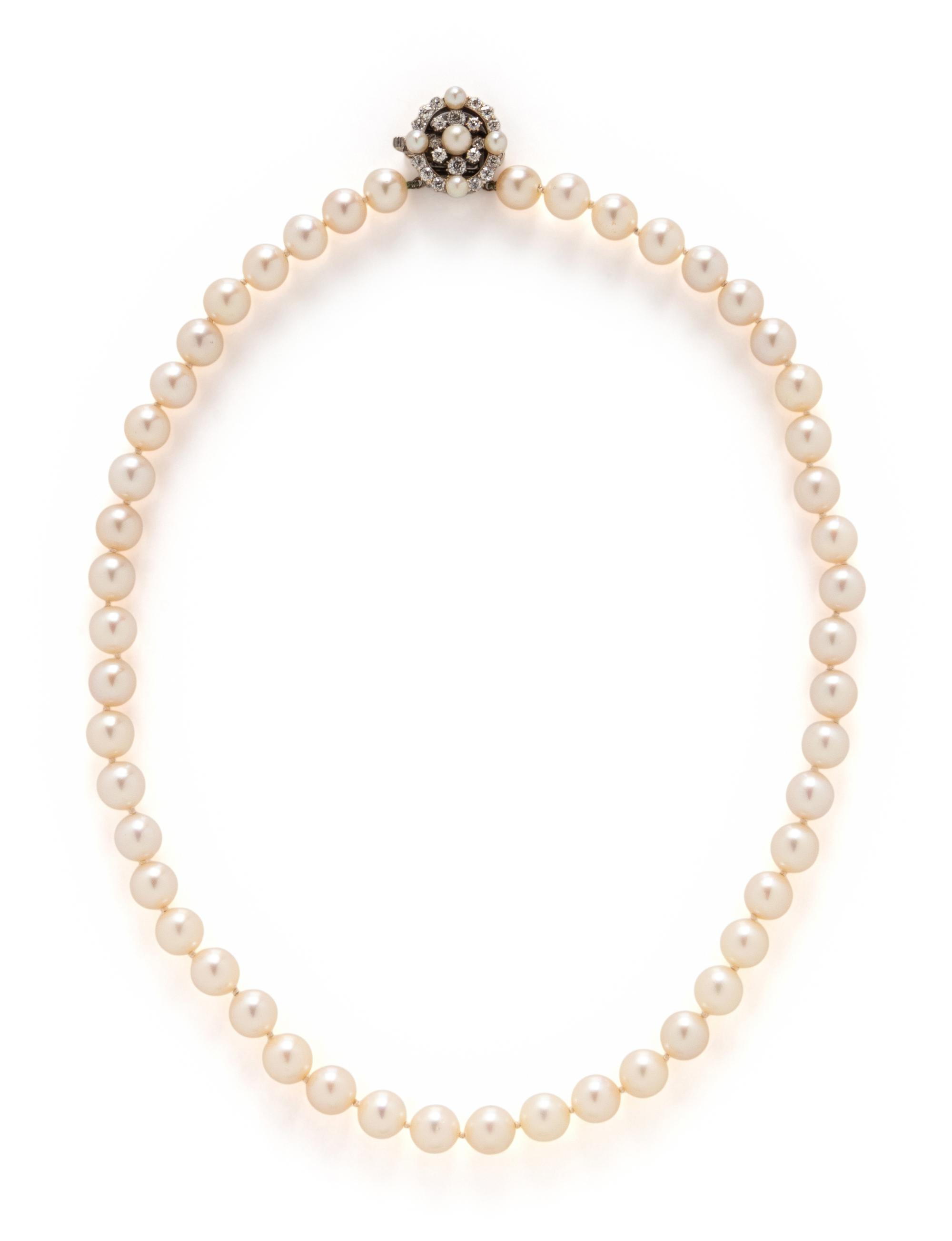 CULTURED PEARL AND DIAMOND NECKLACE