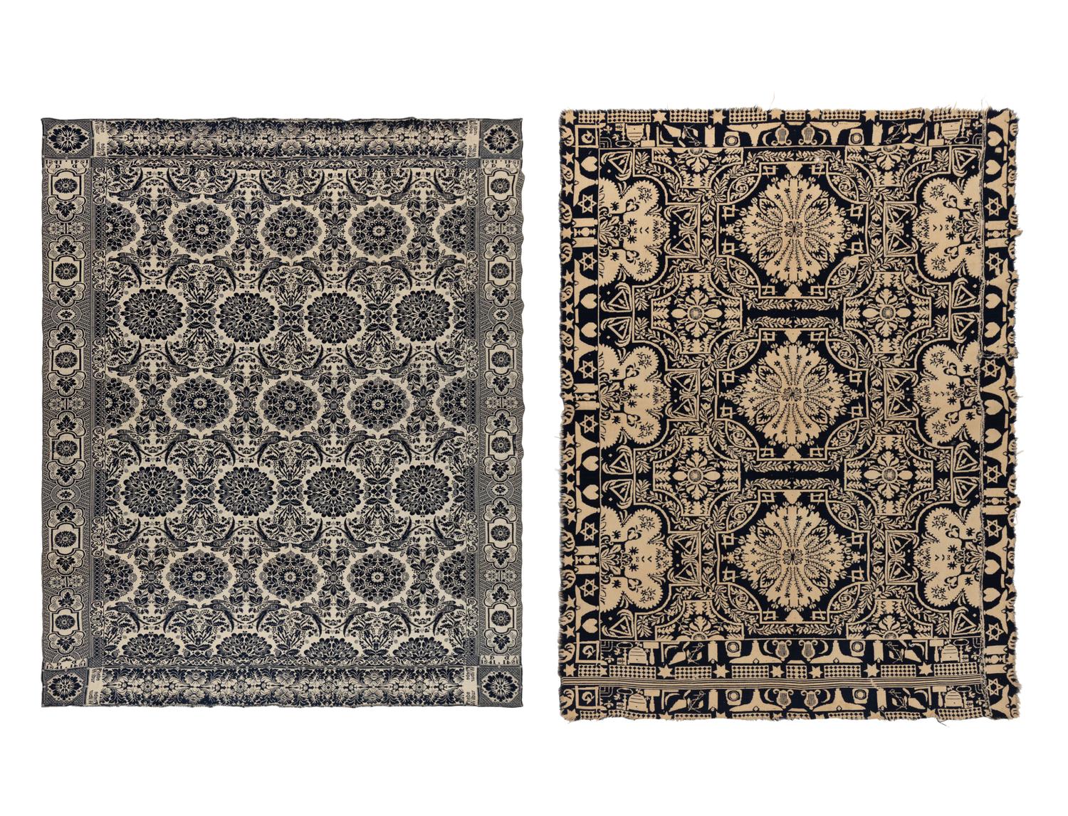 Two Cotton and Wool Jacquard Coverlets